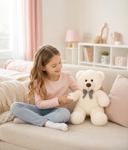 Image of MaoGoLan 15-Inch Small Teddy Bear, Beige Plush Gift for Kids and Adults