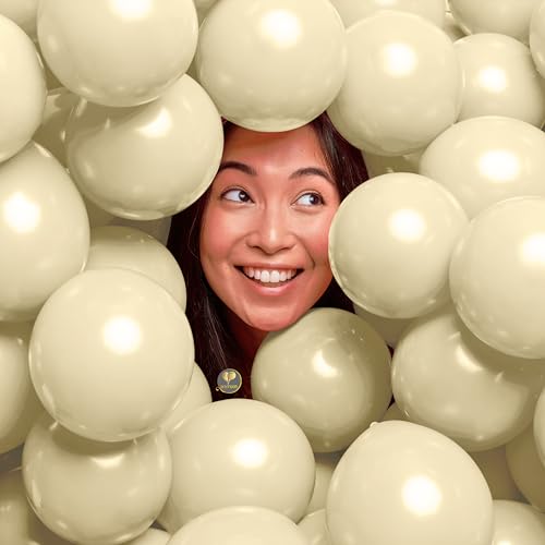 Image of AFTERLOON Natural Rubber Latex Mini Balloons 100 pcs Ivory Cream 5 Inch, Plastic-Free Alternative Matte Color Durable Thickened Extra Strong Helium Float, Baby Shower Garland Arch Wedding Decorations