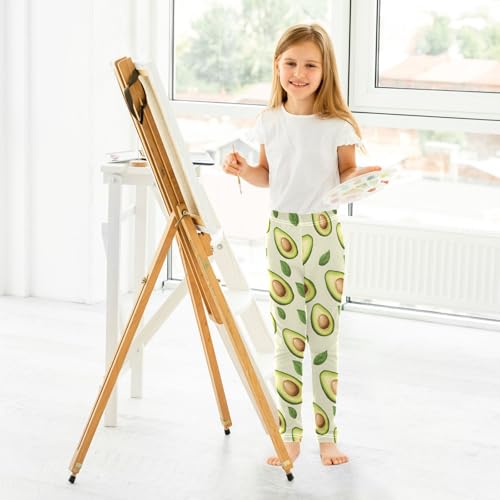 ALAZA Girls' Leggings Children's Yoga Pants Skinny Printed Dance Green Avocado Pattern1 Comfortable 4T4
