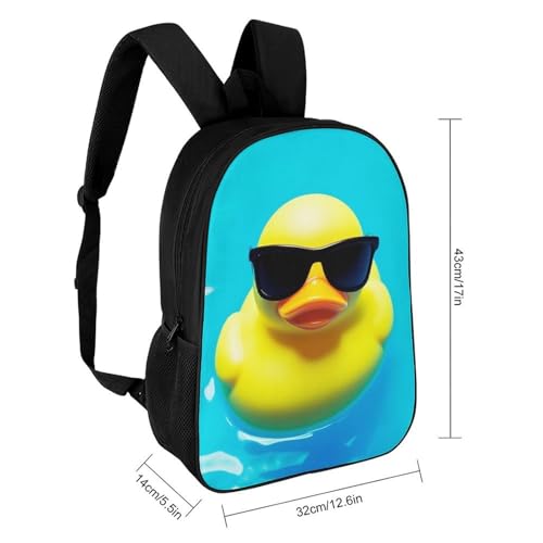 Mens Cute Rubber Ducky with Sunglasses Yellow Blue Backpack, Adjustable Spacious Shoulder Bag with Pockets and Handle, Cool Multi-Functional Backpacks for Gym2