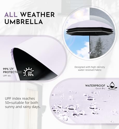 Image of LILAC Mini Travel Umbrella for Rain - 43 inch Large Coverage Small Compact Umbrella, Reinforced Strong Frame, Lightweight Portable Parasol with UPF 100+ UV Protection, Gifts for Adults, Seniors & Students