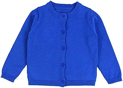 RJXDLT Girls Crewneck Cardigan Long Sleeve Children Button Cotton Sweater Uniform Sweaters for Little Girls 5Y Royal Blue