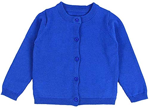 Rjxdlt Girls Crewneck Cardigan Long Sleeve Children Button Cotton Sweater Uniform Sweaters For Little Girls 5Y Royal Blue #TOP18