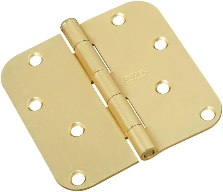 National Hardware N830-225 4 Round Corners Satin Brass Door Hinge