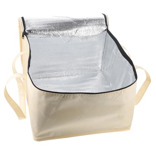 LIFKOME Bolsa Térmica Aislante Para Comida De 10 Pulgadas (35x35x23 Cm) Color Beige Claro, Bolsa De Embalaje Reutilizable Para Pasteles, Picnic y Entrega De Alimentos, Resistente y Espaciosa