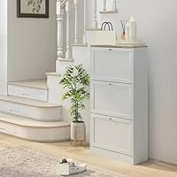 Modern Narrow Storage Cabinet, Shoe Rack Organizer for 18 Pairs of Shoes, with 3 Flip Drawers and Adjustable Shelves,for The Kitchen