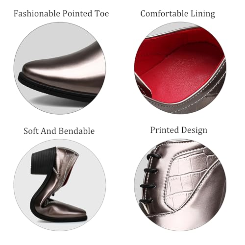 Men's Patent Leather Chunky Heel Oxford Shoes Pointed Toe Lace-up Fashion High Heels Business Work Wedding Prom Dress Derby Shoes3