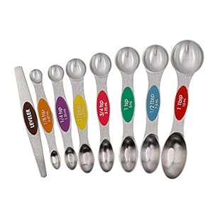 Magnetische RVS Maatlepels Stapelbare Dubbelzijdige Theelepel Multicolor Dubbelzijdige Ronde en Ovale Roestvrijstalen Maatlepelsets 8st