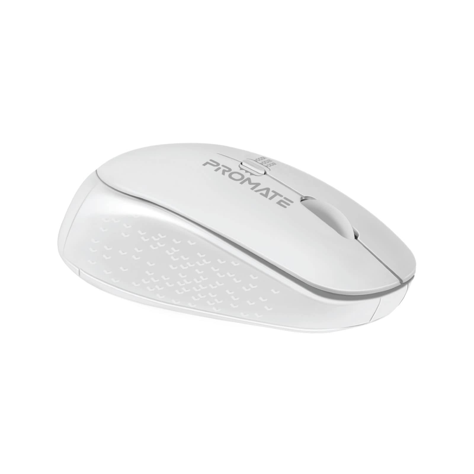 Promate Wireless Mouse,Ergonomic 2.4GHz Wireless with Comfort Grip,Adjustable 1600DPI,4 Programmable Buttons,Nano USB Receiver and 10m Working Distance for MacBook Pro, iMac, ASUS, Dell,Tracker -White