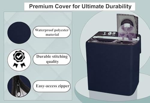 Image of Stylista Waterproof and Dustproof Polyester Washing Machine Cover Compatible for Godrej 10 Kg Semi-Automatic Top Loading WSEDGE NEO 100 5.0 PB3 SLGR, Blue