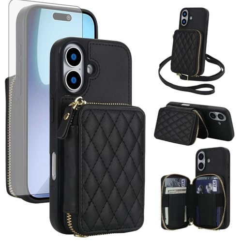 Coque iPhone 17 avec portefeuille intégré Asuwish et son protège-écran