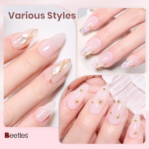 Image of Beetles Apricot Reverie Nude Gel Polish - 15ML Full Size Neutral Jelly Pink Nail Polish Base Color Nail Concealer Sheer Translucent Effect Soak Off UV French Nail Art Salon DIY Manicure Gifts