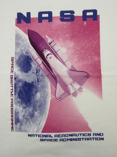 NASA Pink Sky with Shuttle & Purple Moon Crew Neck Short Sleeve Girl's White T-Shirt2