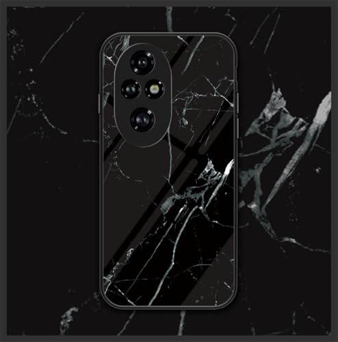 SHIEID Marble Case for Honor 200 Marble Clear Tempered Glass Case Soft Silicone Phone Cover Compatible with Honor 200 (Black White) - Image 2