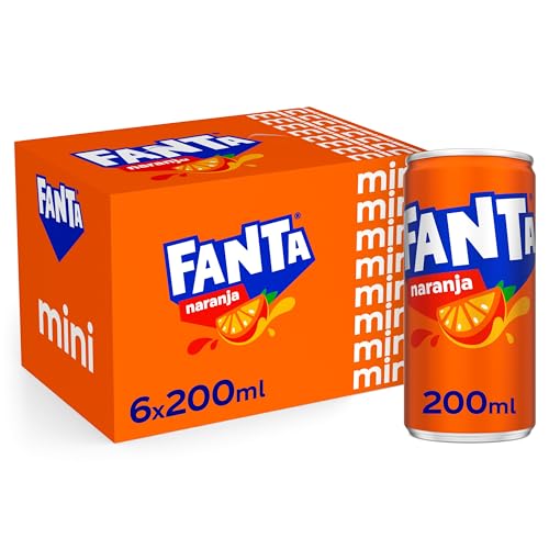 Fanta Naranja - Refresco con 8% de zumo de naranja, bajo en calorías - Pack 6 mini latas 200 ml