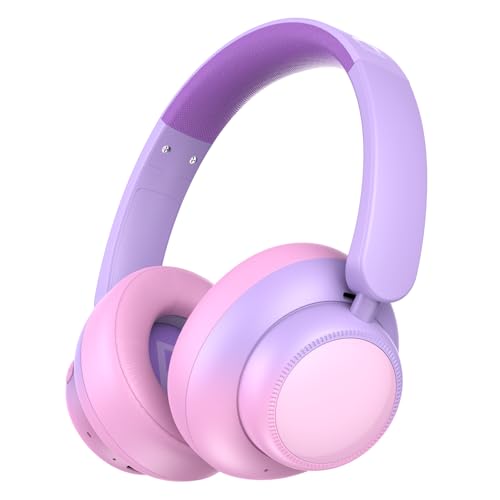 Candy Bila Active Noise Cancelling Headphones for Kids,60H Play Time,Bluetooth 6.0, Comfortable Fit, USB C Charging, Kids Bluetooth Headphones for iPad Tablet Airplane, Pink