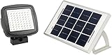 MicroSolar - NATURAL WHITE (Not Bluish) 400 LUMEN - 5W ANGLE ADJUSTABLE Solar Panel - Lithium Battery Solar Flood Light  // Wall or Ground Mounted // 2 AXES Adjustable Light Fixture