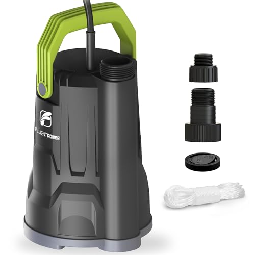 3/4HP 3000GPH Submersible Sump Water Pump, Simple Manual Control for Swimming Pool Garden Pond Basement Draining, with 16.4Ft Cord, Adapters, Check Valve and Rope