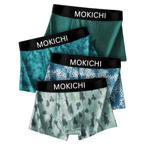 Image of Men's Microfiber Boxer Briefs Pack of 4 | Soft Stretch Breathable Innerwear | Moisture Wicking Printed Trunks | Comfortable Elastic Waistband | Regular Fit Underwear for Men