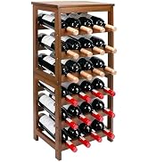 Thalomely Wine Rack Free Standing Floor, 6-Tier 24 Bottles Display Wine Storage Shelves with Tabl...