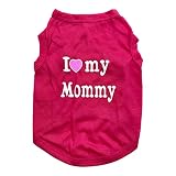 HillDog Shirts I Love My Mom/Mommy Clothes Doggy Slogan Costume Cute Heart Vest for Small Dogs Puppy