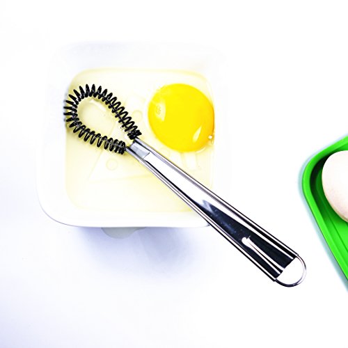 Stainless Steel Mini Spring Egg Beater Silicone Whisk Magic Hand Held Sauce Stirrer Blender Milk Frother Foamer Coffee Mixer (Silicone Coil)