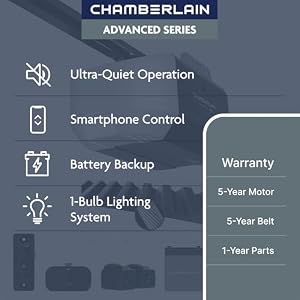 Chamberlain Belt Drive myQ Garage Door Opener, 1/2 HP w/Battery Backup — photo 2 of 6