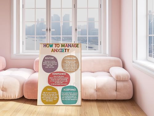 Gracehouse-Design-How-To-Manage-Anxiety-Poster-Mental-Health-Wall-Art-for-Classroom-11x17-School-Counselor-Poster-Therapy-Office-Decor-Inspirational-Posters-Positive-Quotes-Wall-Decor-Unframed