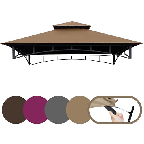 Tradesparker 5' x 8' Grill Gazebo Canopy Top for Model L-GG001PST-F, Waterproof Polyester Fabric, Includes Hook, Durable BBQ Shelter Cover, Khaki by Tradesparker - Used condition - CA$47.17