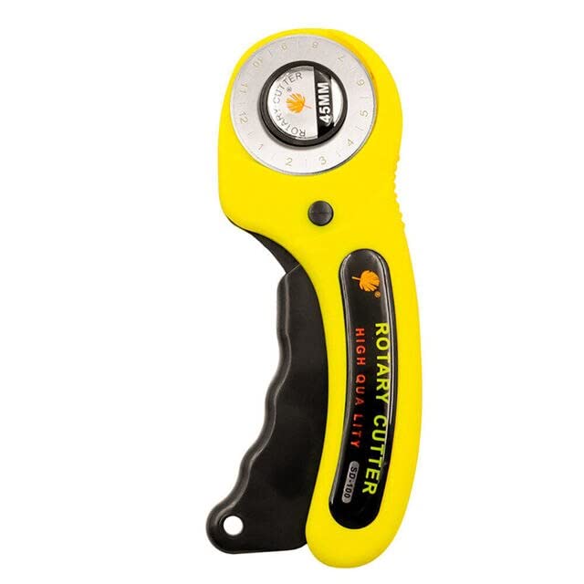 45mm Blade Knife Rotary Cutter Leathercraft for DIY Patchworking Sewing Quilting Fabric Leather Paper Crafts Cutting Tool - (Color: Yellow)