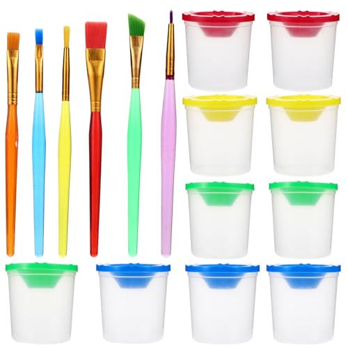 Taza para lavar pinceles con vasos transparentes PRETYZOOM que evitan mezclas y goteos de pintura
