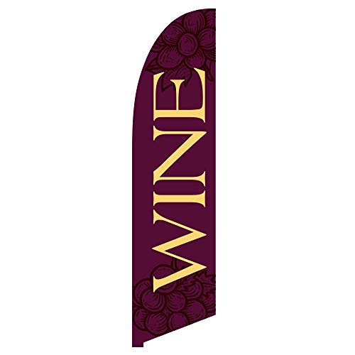 Vispronet Wine Feather Flag - Made from Tear-Resistant Knitted Polyester, Visible from Both Sides - 2.6ft x 11.2ft Swooper Flag - Flag Only