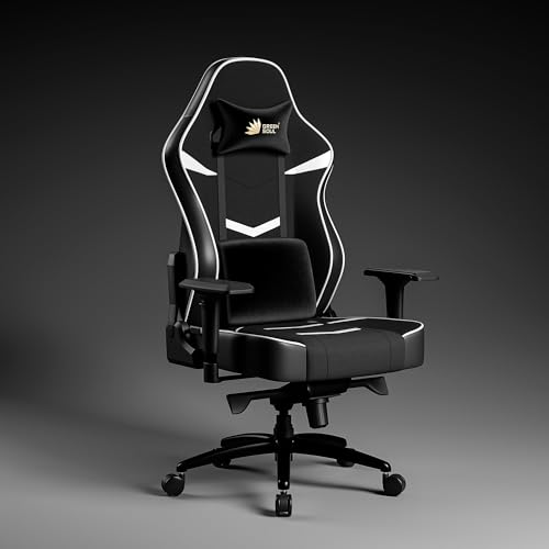Image of Green Soul Monster Ultimate Series T| Multi-Functional Ergonomic Gaming & Office Chair|Premium Spandex & PU Leather Fabric | Adjustable Neck, Lumbar Pillow | 4D Adjustable Armrests (Black White)