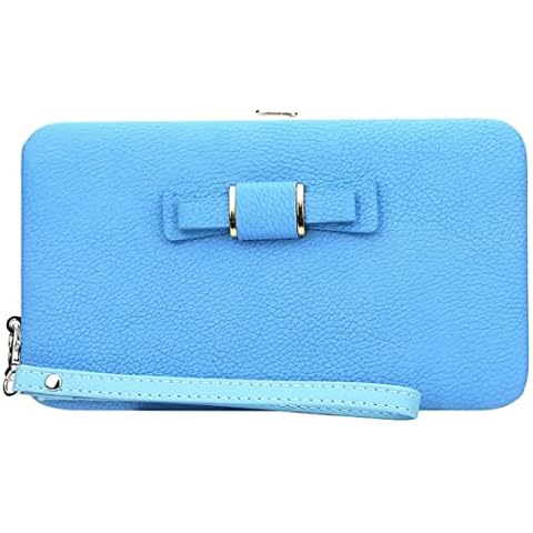 Achieer Women Bowknot Wallet Long Purse Phone Card Holder Clutch Large Capacity Pocket Cover