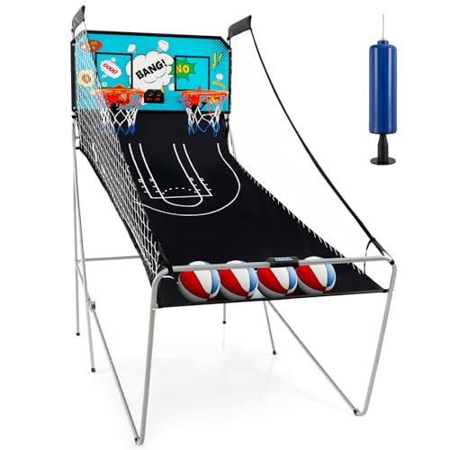 Giantex Foldable Basketball Arcade Game, 8 Game Options, Electronic Double
