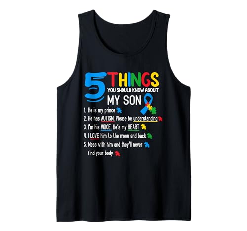 Autistic Son Autism Awareness Support For Mom Dad Parents Tank Top