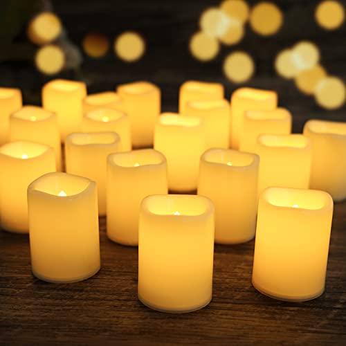 Loguide Flameless Votive Candles,2 Inch Battery Operated Candles,24 Pcs Last 6Days Longer Flickering Led Electric Fake Candle Bulk For Halloween,Party,Christmas,Wedding Proposal Decorations,Warm White #TOP8