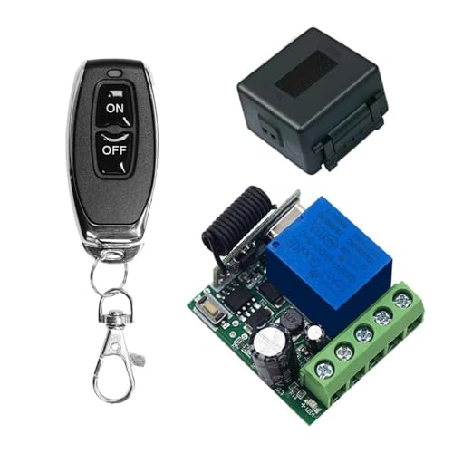 Image of QIACHIP 433 Mhz Wireless RF Relay Remote Control Switch DC 5V 12V 24V 1 Channel Momentary Control Receiver with 1 Transmitters Keyfobs Potential-Free Contacts for Light, Garage door opener