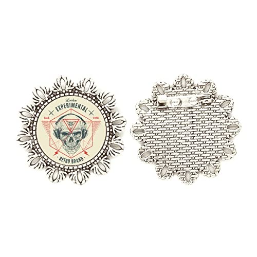 Broche de plata de esqueleto indio mediano tallado a mano con acabados artesanales únicos