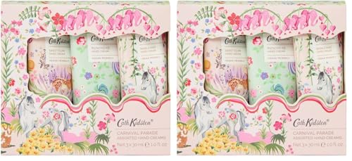 Image of Cath Kidston Hand Cream Trio 3 x 30 ml, Scented and Infused With Essential Oils, Shea Butter, Pocket and Travel Size and Vegan and Cruelty Friendly, Beauty Gift For Her, Carnival Parade Collection