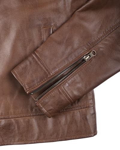 Image of fjackets Leather Jacket Men - Real Lambskin Mens Leather Jacket - Moto Biker Shirt Collar Style