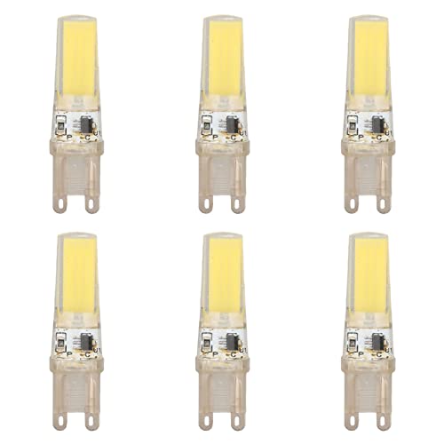 LEEZAD 6PCS Bombilla LED G9 9W, Blanco Cálido 3000K y Blanco Frío 6000K, 500LM 220V Ángulo de Haz de 360 Grados Sin Rincones Oscuros para Araña de Cristal, Luces de Techo, Lámparas de Araña