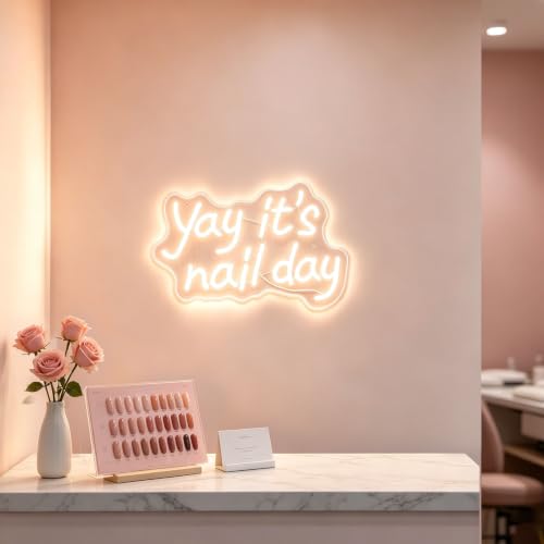 Yay It's Nail Day Neon Sign for Wall Decor, LED Dimmable Lights Nail Room Decor, Nail Tech Decor Aesthetic Light Bedroom Decorations, Girls Nail Salon Neon Signs Accessories Gift 16.53 x 11.02" — view 6