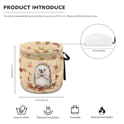 Image of Teapot Cosy Hedgehog Print Teapot Dust Cover Maple Leaf Print Tea Cozy for Teapot Portable Decorative Teapot Insulation Cover Dust-Proof Tea Pot Cozy Cover, Brown