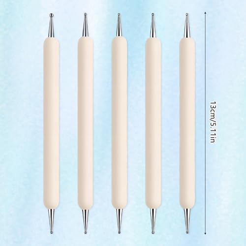 15 Pcs Clay Sculpting Tools Set Ceramic Ball Stylus Polymer Clay Tools Air Dry Clays Silicone Sculpting Tool for Carving, Dotting, Embossing, Shaping, Molding Nail Art - Thumbnail 4
