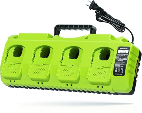 Replace Ryobi 18V Battery Charger 4-Port Fast Multi-Battery Charging Station with Dual USB Fits Ryobi 12V-18V One+ Batteries P102 P103 P105 P107 P108 P109 P189 P197 PBP002 PBP005