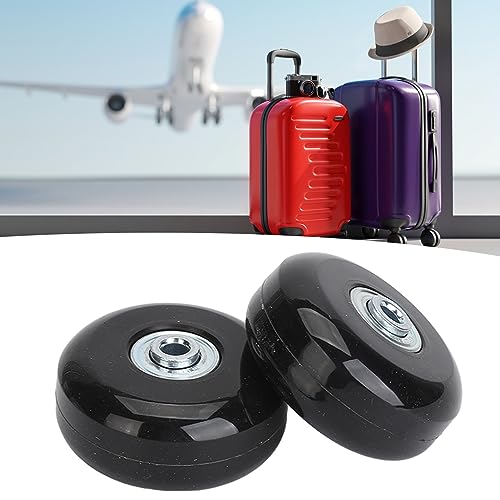 2pcs Rubber Universal Casters, Luggage Suitcase Replacement Wheels, Suitcase Wheel Repair Kits, Universal Rubber Swivel Caster Wheels Bearings Repair Kits with Installation Tool Black(56 * 24)4