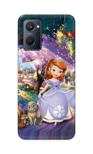 Image of PRINTFIDAA Cartoon Little Girl with Crown and Pet Animals Printed Designer Hard Case for Realme 9i Back Cover -(e) RPM1008