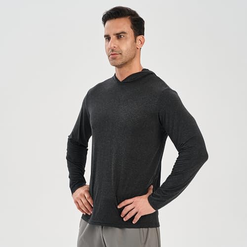 2PC Men's Athletic Hooded Shirts – Dry Fit Long Sleeve for Gym, Fishing & Sun Protection2