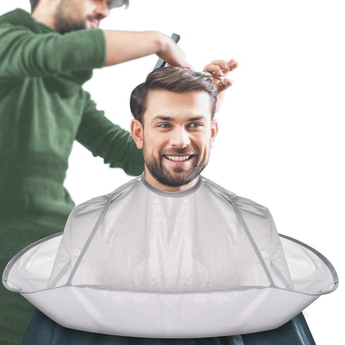 VBM Hair Cutting Cape Hairstylist Simple Design Pattern Hair Cutting Cloak Beard Shaving Umbrella Shape Waterproof Cape Barber Home Salon Haircut Hairdresser Apron Cloth for Adult Women Men Kids